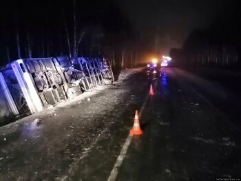 Автобус с белорусскими туристами съехал в кювет под Псковом Автобус с белорусскими туристами съехал в кювет под Псковом